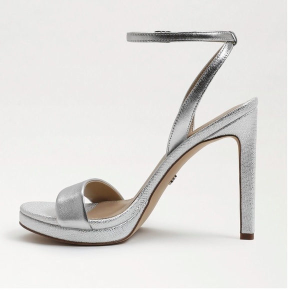 Sam Edelman Jade soft silver leaf ankle strap sandals Sz 10.5 heels new - Picture 4 of 13